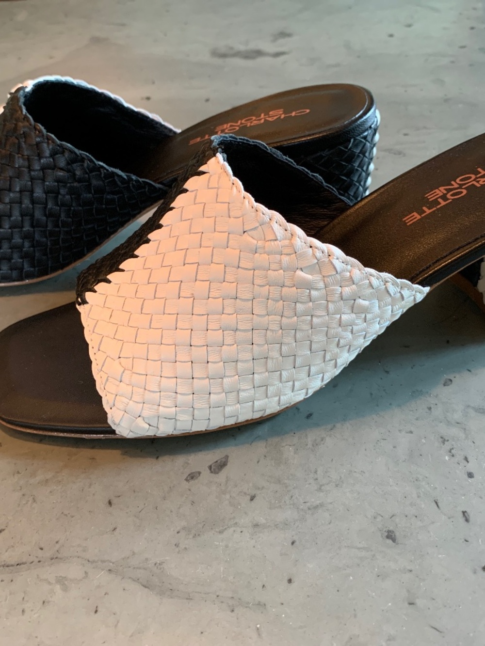 Charlotte Stone Black & White Slide Sandal